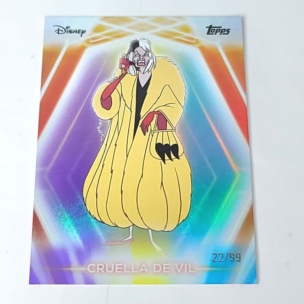 Cruella De Vil Topps 2026 Disney Neon Holo Parallel Refractor Limited 22/99